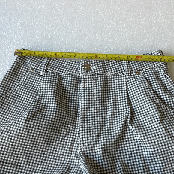 Zara high waisted shower shorts 4 pockets zip front close mini check Sz 8 - Picture 7 of 9